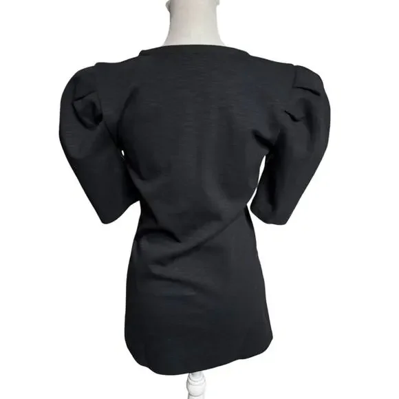 Free People Ellery Puff Sleeve Blouse NWT Black M - Picture 3 of 12